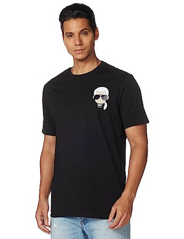 KARL LAGERFELD Herren Klassisches Karl Caharacter T-Shirt, Schwarz, Mittel im Sale
